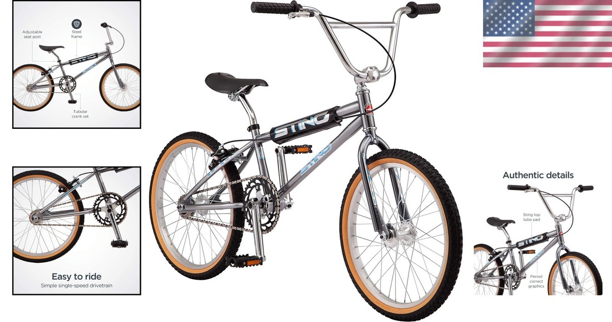 Kids 20-Inch Sting Pro BMX Bike with Hi-Ten Steel Frame - Classic