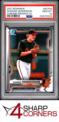 2021 BOWMAN CHROME PROSPECTS #BCP49 GUNNAR HENDERSON RC PSA 10