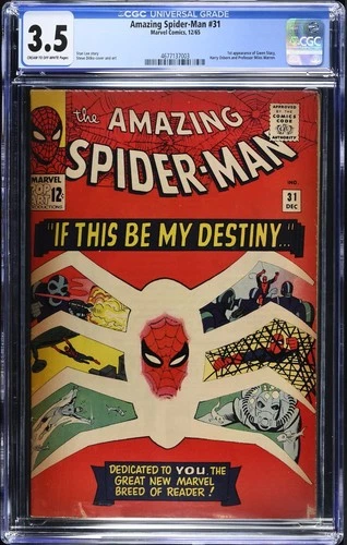 AMAZING SPIDER-MAN #31 CGC 3.5 FIRST GWEN STACY & HARRY OSBORN APP STAN LEE 1965