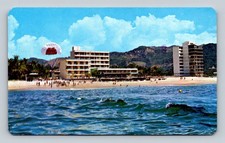 Vintage Acapulco Mexico Parachuting & Costero Hotel Postcard 1970s