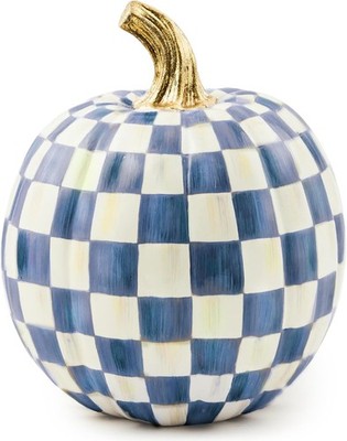 MacKenzie Childs Small Pumpkin Resin Halloween Home Decor, Blue-and-White Royal