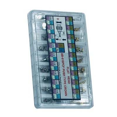 54Pcs 9 Sizes  Steel Button Drive In Watch Pusher Flat Head Push Type Crown L