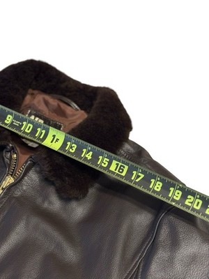AIR COMBAT USA Brown Leather Bomber Flight Jacket Shearling Collar