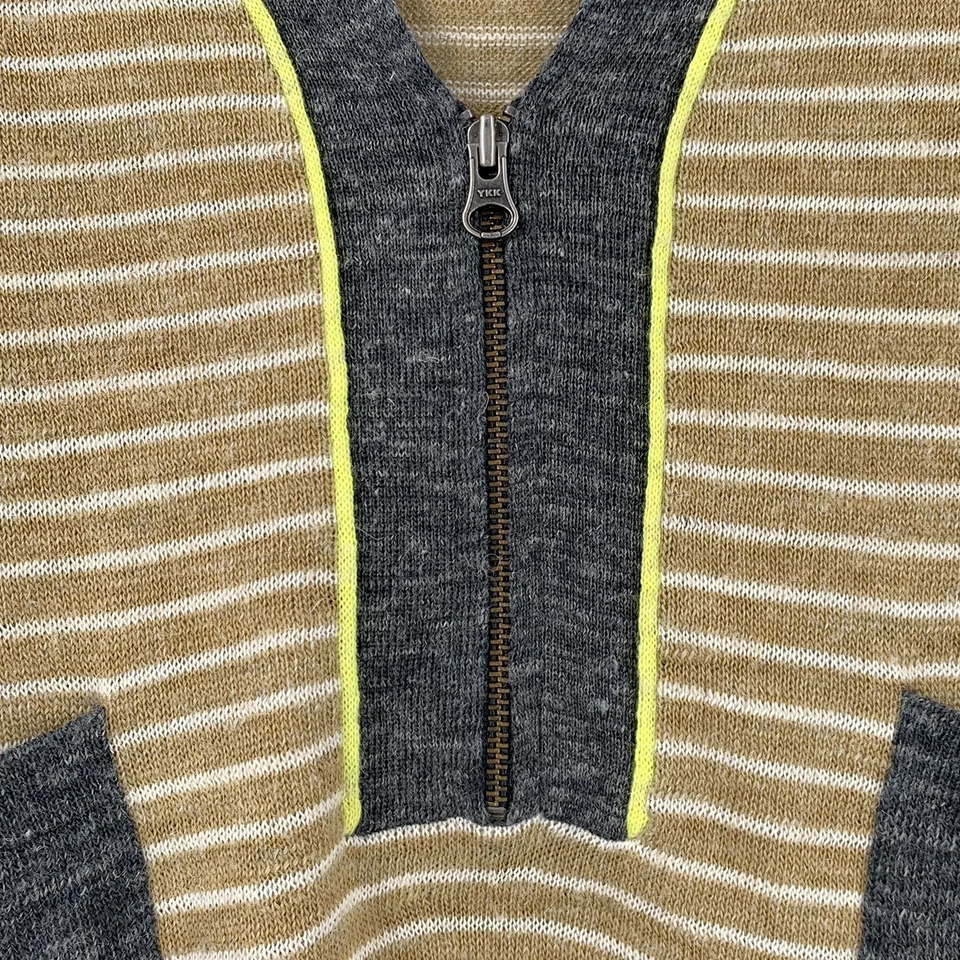 Suéter HOSS INTROPIA Gris/Camel Rayas Mezcla Alpaca Cremallera Talla Pequeña Foto 4 de 4