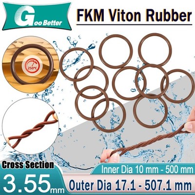 Metric Vitons Rubber FKM O Ring Seals 3.55mm Cross Section 10mm - 500mm ID Brown