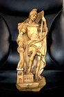 ANTIQUE 20" HAND CARVED WOOD FIREFIGHTER PATRON SAINT FLORIAN FIGURE STATUE GIFT