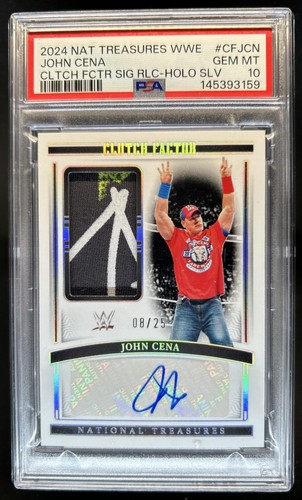 2024 National Treasures WWE John Cena Clutch Factor Patch Silver Auto /25 PSA 10