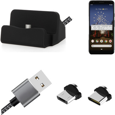 Ladestation für Google Pixel 3a XL + USB-Typ C u. Micro-USB-Adapter