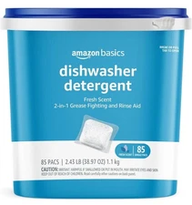 💥 NEW Amazon Basics Dishwasher Detergent Pacs, Fresh Scent, 85 Count