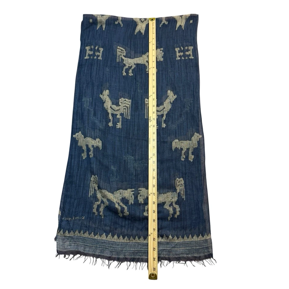 Raro De Colección Ralph Lauren Bufanda de Seda Hecha en Japón Indigo Caballo Gallo Ecuestre Foto 4 de 4