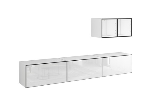 Wohnwand Lowboard Set Modul+ mit 2x Wandregalen + 3x Hängeelemente mit Klappe - Bild 10 von 20