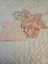 Baby Dresses 0-3 Mo. Carter's 100% Cotton Lot Of 3
