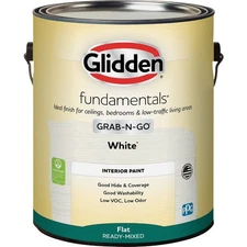 Glidden Fundamentals Grab-N-Go Flat Interior Paint, White, 1 Gal. GLFIN40WHT/01