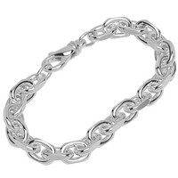 Armband 925 Sterling Silber 22Cm Ankerkette Seitlich Diamantiert Uni Armkette