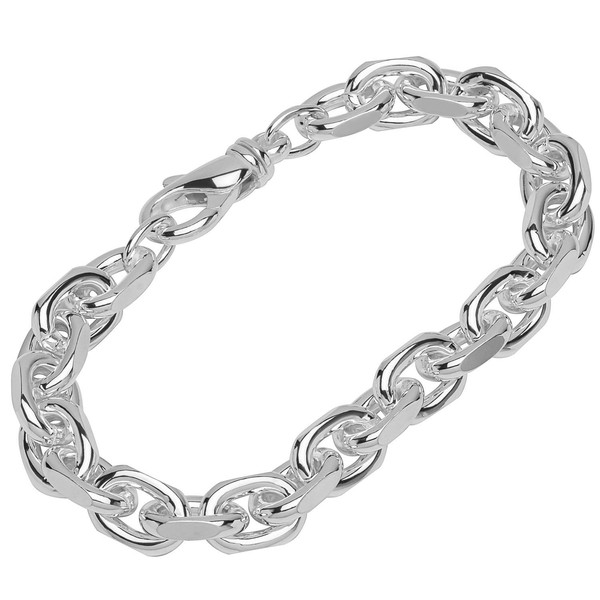 Armband 925 Sterling Silber 22Cm Ankerkette Seitlich Diamantiert Uni Armkette-image