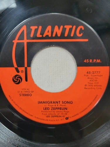 LED ZEPPELIN -  Immigrant Song / Hey, Hey, What Can I Do 1977 Reissue Atlantic