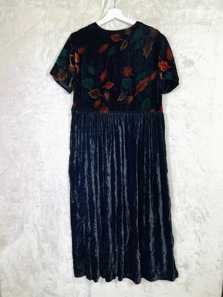 Vintage Coldwater Creek S Dark Floral Burnout Velvet Maxi Dress Witch Whimsigoth - Image 3 of 4