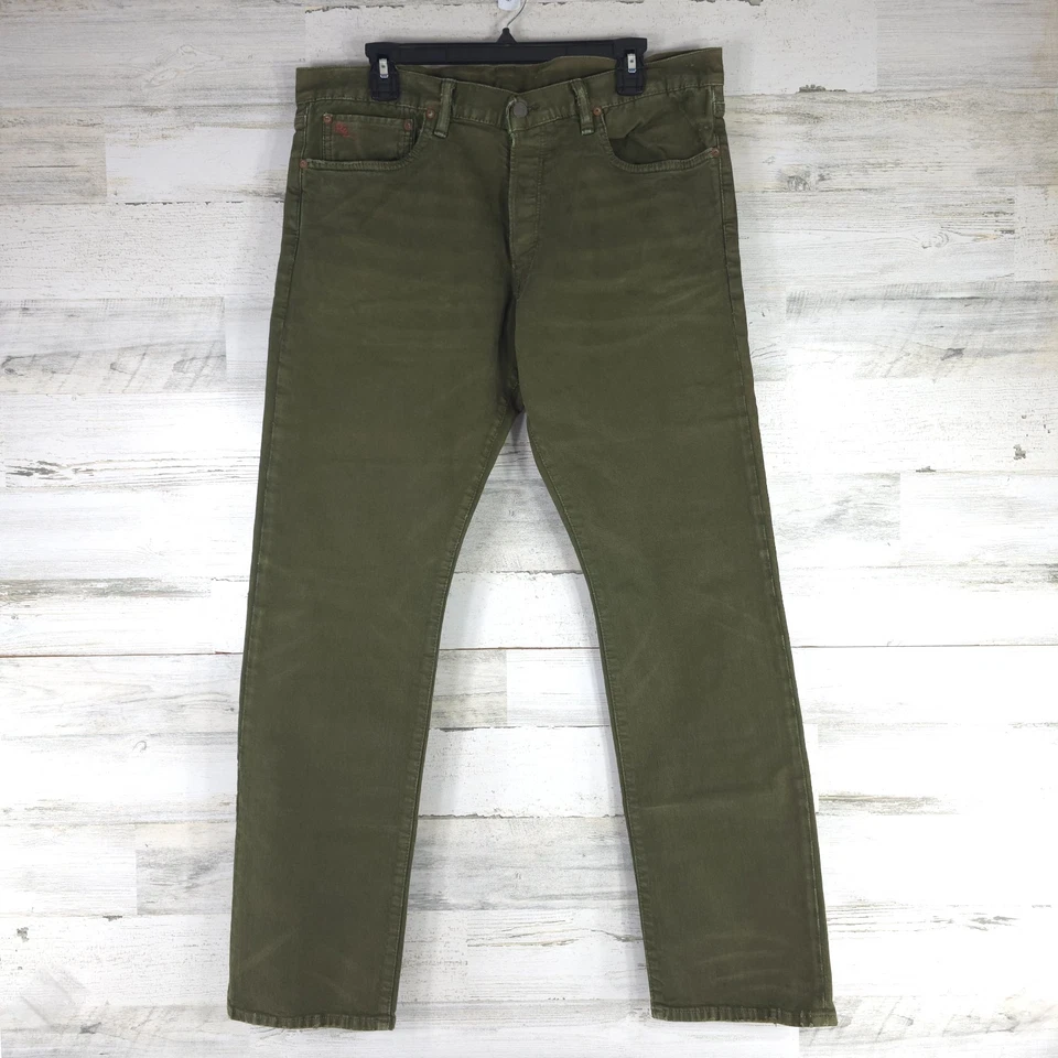 Pantalones de mezclilla Polo Ralph Lauren Varick ajustados rectos verde oliva para hombre TALLA 36x32. Foto 2 de 4