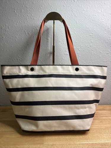 Fossil Keyper Navy Striped Zip Shopper Tote New