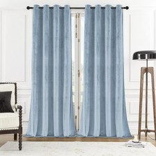 SNITIE Sky Blue 108in Long Velvet Curtains with Grommet, Super Soft Noise Red...
