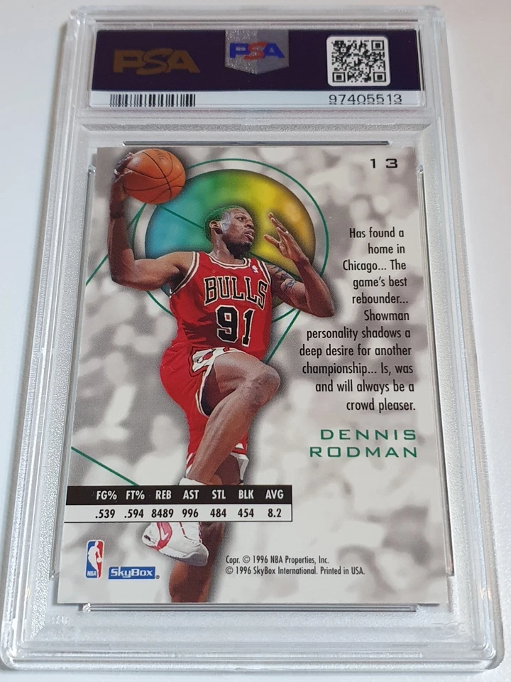 1995 Skybox E-XL Деннис Родман #13 - PSA 9 (POP 20) - Изображение 2 из 2