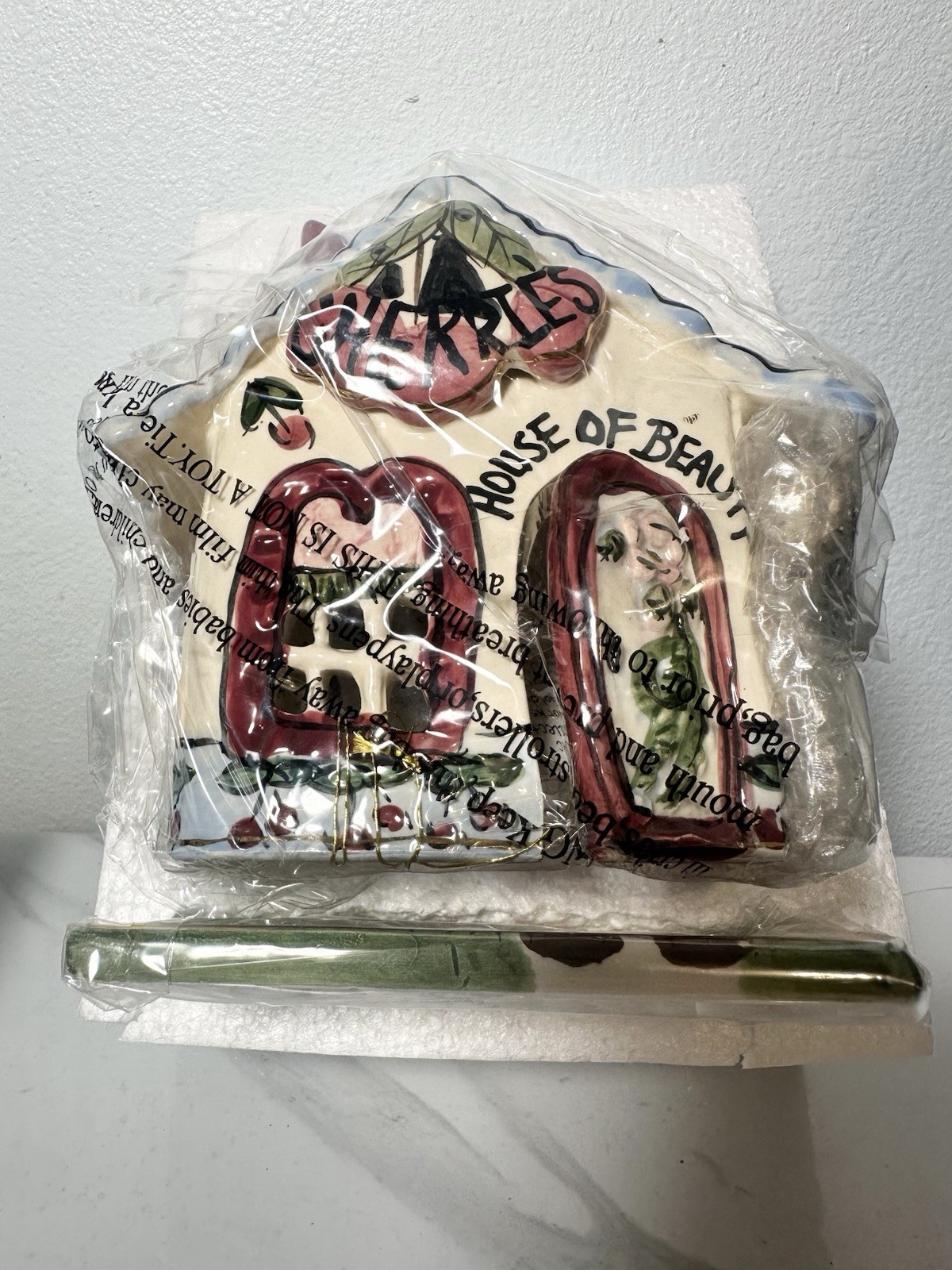 Blue Sky Clayworks Heather Goldminc CHERRIES HOUSE OF BEAUTY Salon Tea Light COA