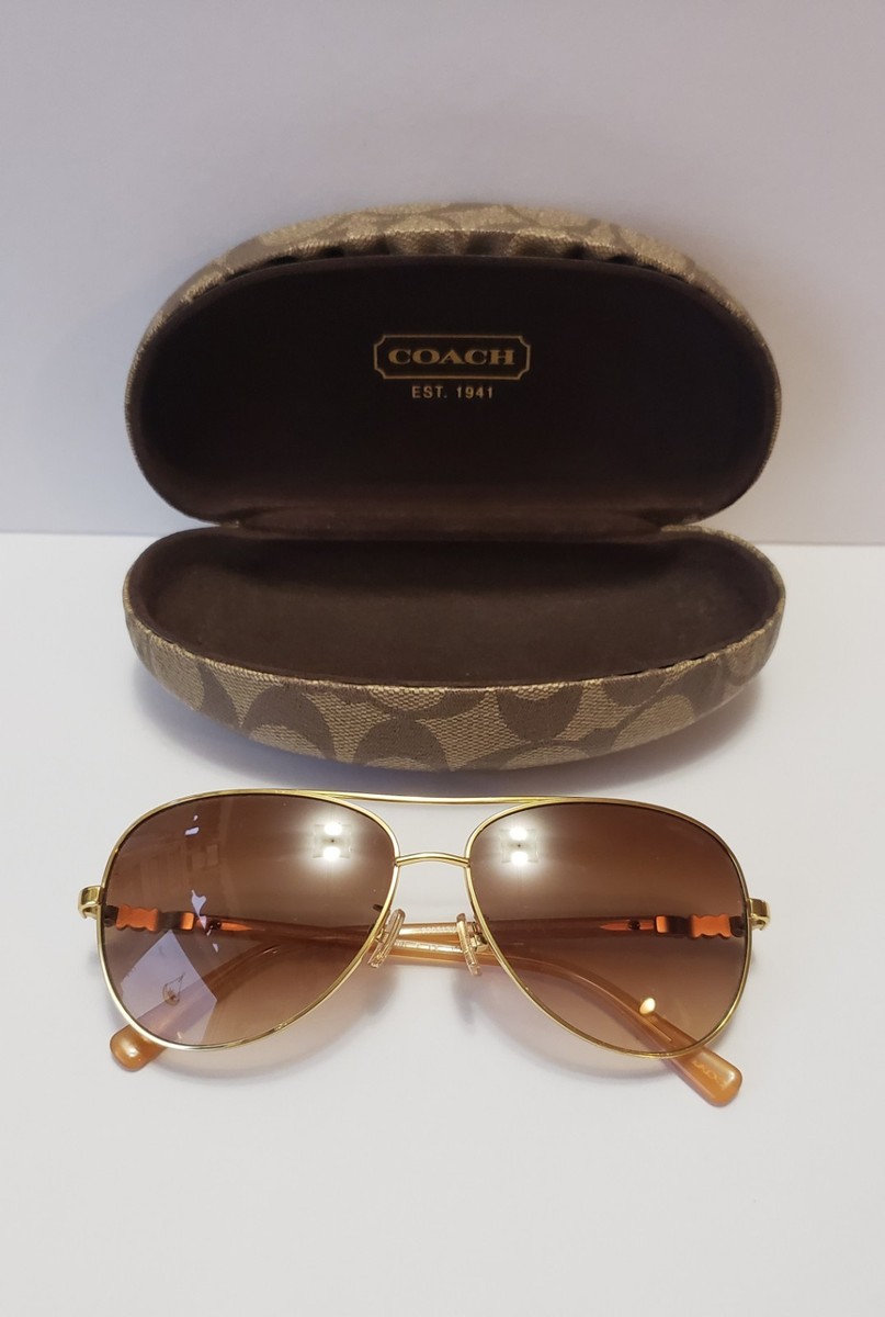 Coach HC7072B Aviator Daisy Rivet Sunglasses Gold Frame  display picture 2