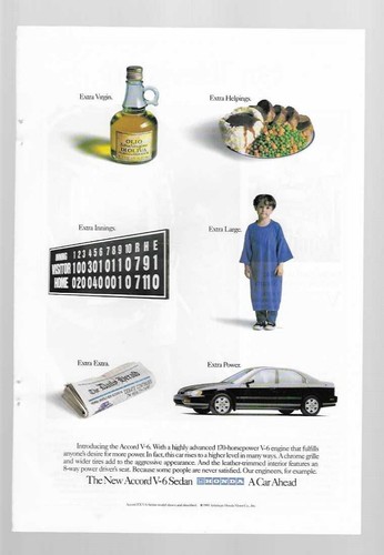 1995 Honda Accord V-6 Sedan "A Car Ahead" Print Ad - 第 1/1 張圖片