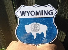 Wyoming State Flag US Highway Sign Novelty Metal 12" x 12" Road