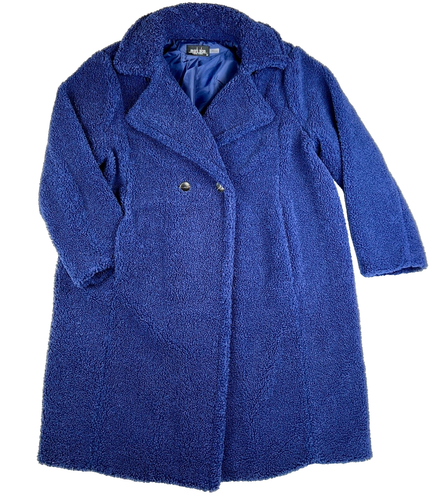 Cappotto donna Mark Alan orsacchiotto blu pile foderato tasche bottoni taglia 2XL - Foto 3 di 13