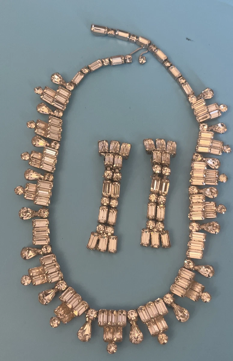 Vintage Signed Kramer Of New York Rhinestone Necklace Unsigned