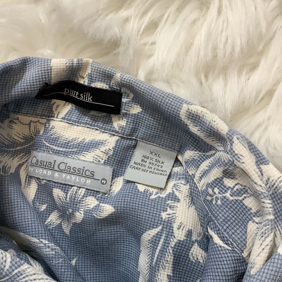 Camisa Hawaiana Floral Manga Corta 100% Seda Pura Lord & Taylor Para Hombres XXL Foto 3 de 4