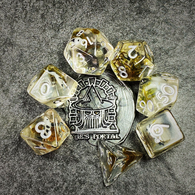 Sage's Familiars - Black Fish Familiar Resin Polyhedral Dice Set | RPG Games DND