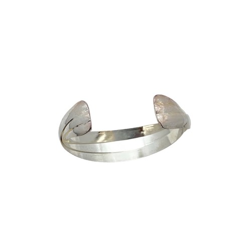 Vintage Bracelet Unisex Cuff Silver Plated Modernist Abstract Wavy 3 Layers - Picture 13 of 17