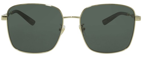 GUCCI GG0852SK-001 Unisex Square Designer Sunglasses Shiny Gold Black/Green 58mm - Picture 2 of 3
