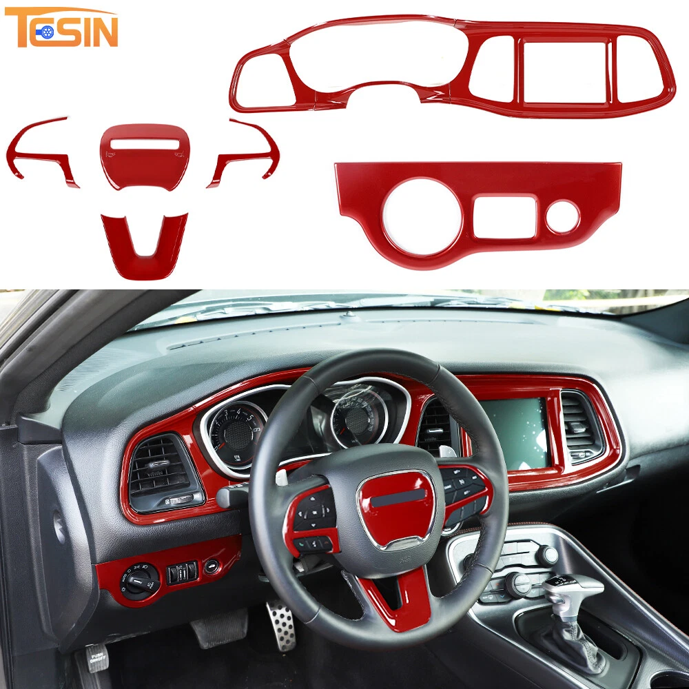 Red Full Set Interior Decoration Trim Kit for Dodge Challenger 2015+  Accessories