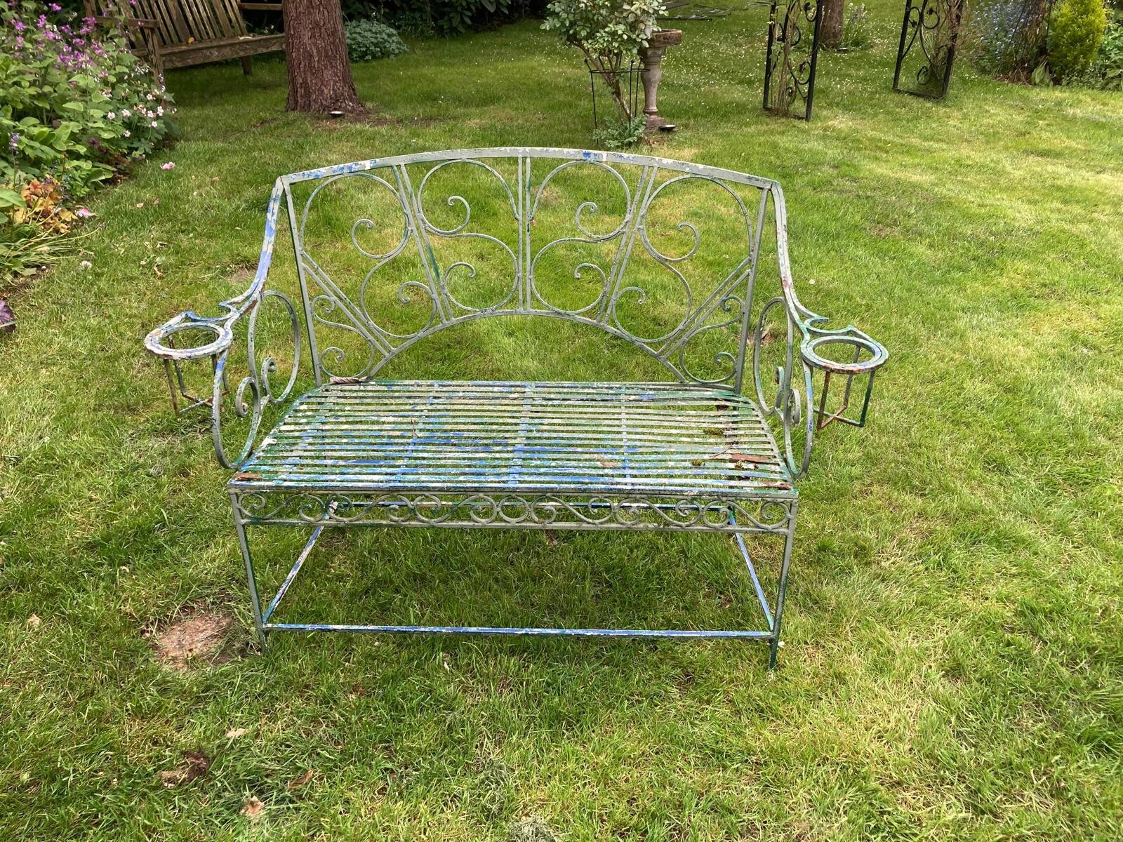 2 seater metal garden bench eBay