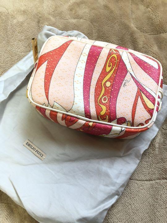 EMILIO PUCCI Pouch Pink Marble Pattern Good Condition From Japan 