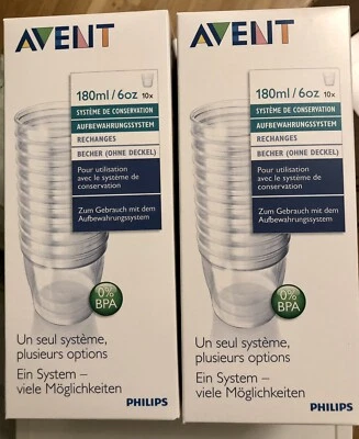 AVENT 2x 10 Aufbewahrungssystem Becher 180ml / 6oz ohne Deckel