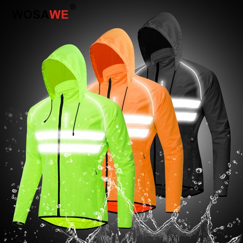 Giacca da ciclismo antivento con cappuccio alta visibilità cappotto  sportivo | eBay