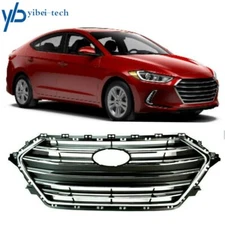 Fit For Hyundai Elantra 2017/2018 Front Bumper Grille Black Chrome Upper Grill