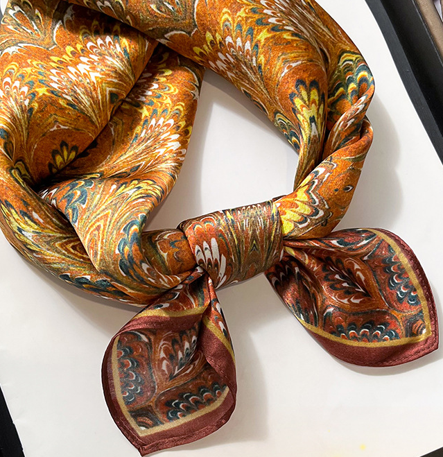 100% Mulberry Silk Square Scarf 53x53cm Fashion Printed Shawl for Women