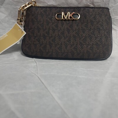 Michael Kors Women's Black/Brown Signature Parker Key Card Holder Wallet
