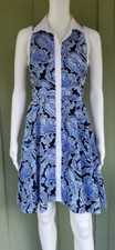 NWT ANN TAYLOR Blue Black Paisley Dress 4P Petite 4 Sleeveless