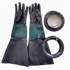 1 Pair Heavy Duty Sandblasting Gloves For Sand Blast Cabinet W/Holder Clamps