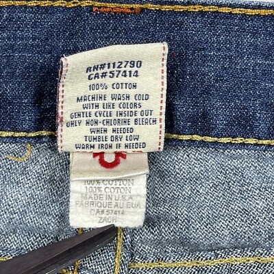 True Religion Jeans Mens 31x26 Blue Denim Zach Button Fly Vintage