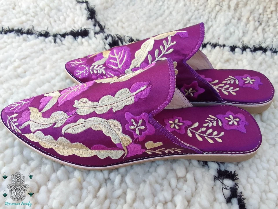 Marroquí Babouche Marroquí Zapatillas Marroquíes Bordado Mula Mujer Sin Cordones Zapato Sin Espalda Foto 4 de 4