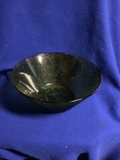 Vintage Avocado Green Bowl, textured exterior, approx 11 3/8” diameter 