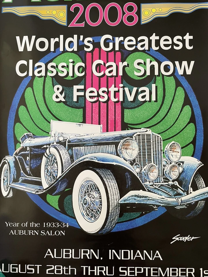 2008 Auburn Cord Automobile Car Show Festival Indiana 36 x 24 POSTER Duesenburg - Image 3 of 4