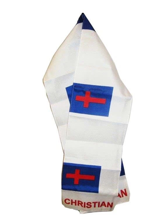 Christian Christ Cross Lightweight Flag Printed Knitted Style Scarf 8
